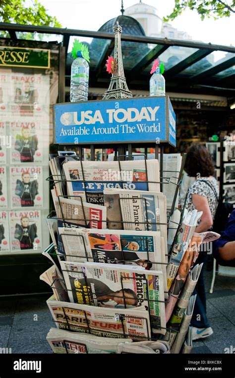 Paris, France, Newsstand Kiosk, French and International Newspapers ...