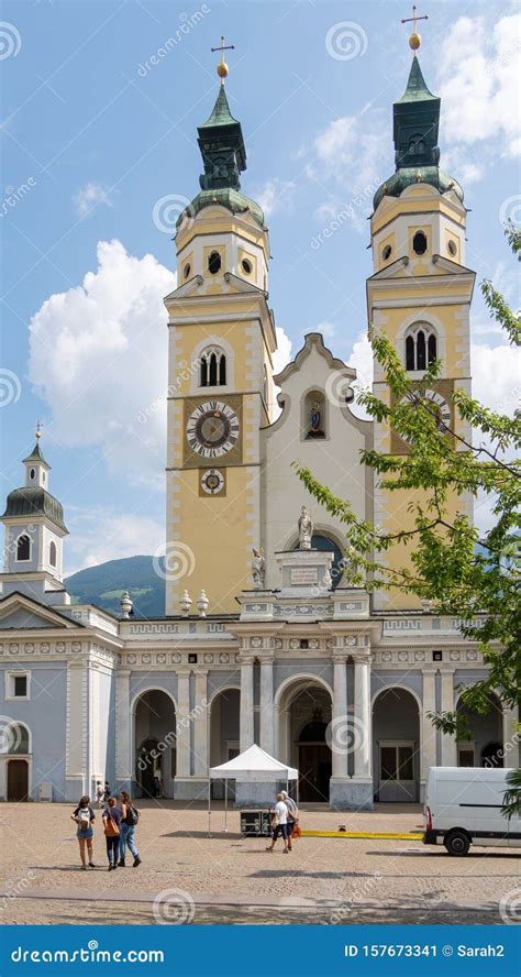 BRIXEN - BRESSANONE, ITALY - AUGUST 31, 2019: View of Cathedral Square, Showing Cathedral with ...