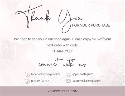 Business Thank You Card Template for Your Purchase Note Order - Etsy UK