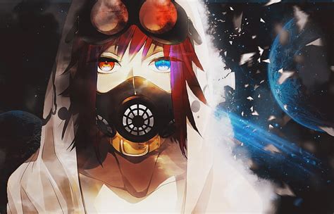 HD wallpaper: anime man wearing gas mask and white panther, anime boys, gas masks | Wallpaper Flare