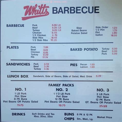 Online Menu of Whitts Barbecue Restaurant, Rogersville, Alabama, 35652 ...