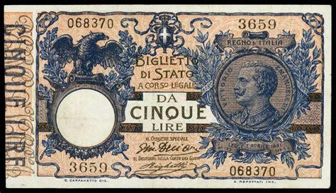 Italy 5 Lire banknote 1915 Biglietti Di Stato|World Banknotes & Coins Pictures | Old Money ...