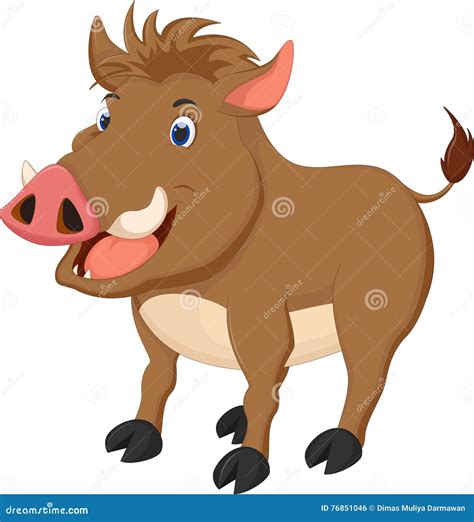 Cute wild boar cartoon stock illustration. Illustration of mascot - 76851046