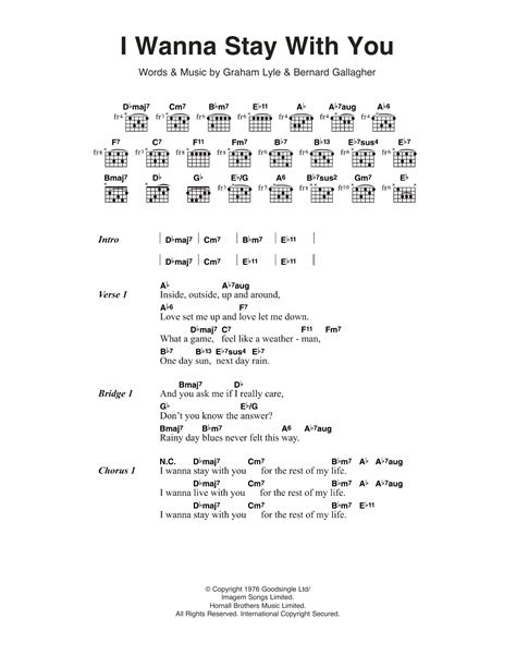 I Wanna Stay With You by Gallagher & Lyle - Guitar Chords/Lyrics ...