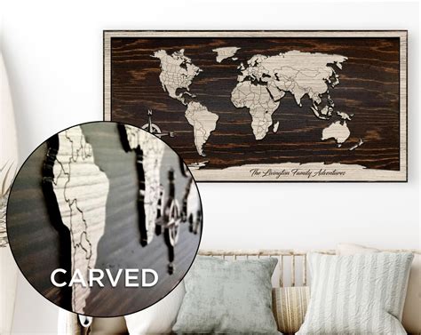 World Map Wall Art Push Pin Travel Map Custom World Map Map of the ...