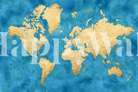 Detailed World Map Ernestt Wallpaper | Happywall