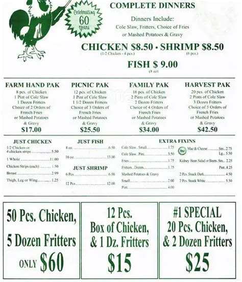 White Fence Farm Menu, Menu for White Fence Farm, Romeoville, Chicago ...