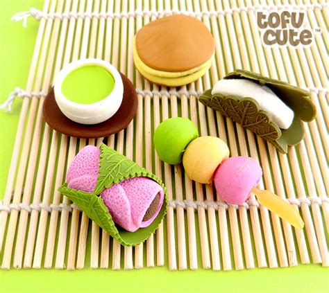 Buy Set of 5 Traditional Japanese Food Kawaii Erasers at Tofu Cute