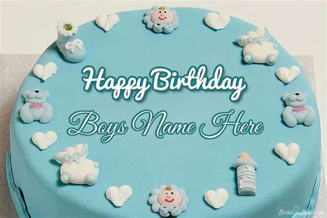 Baby Boys Birthday Wishes Cake With Name Edit