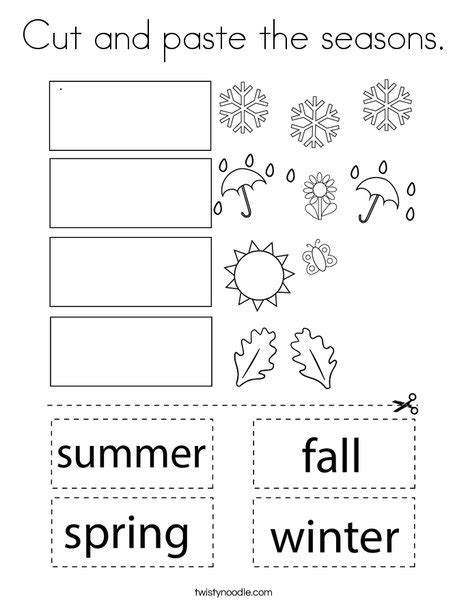 Cut and paste the seasons Coloring Page - Twisty Noodle