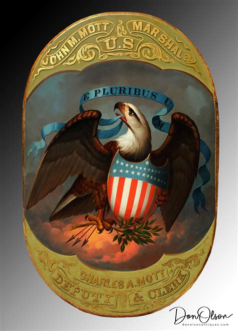 IMPORTANT HISTORIC SIGNBOARD. PATRIOTIC EAGLE AND SHIELD. SYMBOLS OF ...