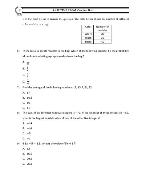 Ati Teas Practice Test Printable