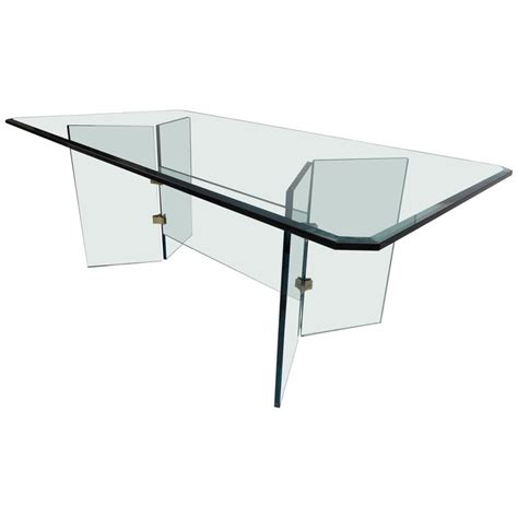 Massive Contemporary Modern Beveled Glass Dining Table in the Style of ...