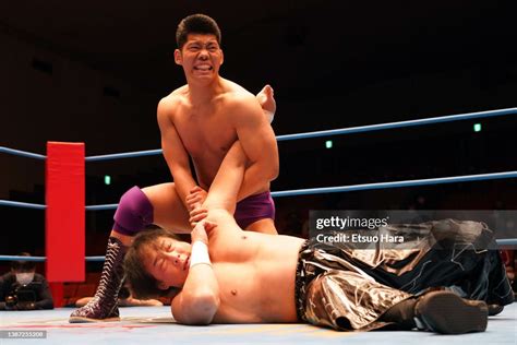 Ryo Inoue and Tajiri compete during the All Japan Pro-Wrestling at ...