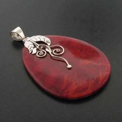 Red Coral Big Pendant Leaf Pendant