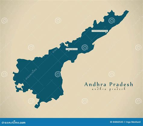 Andhra Pradesh Administrative And Political Map, India Cartoon Vector ...