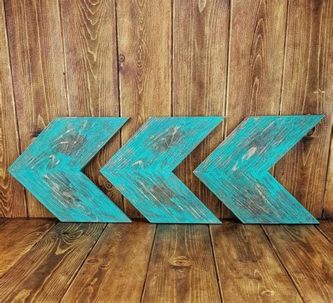 Turquoise Distressed Solid Wood Rustic Chevrons/Arrow wall decor | Shabby chic wall decor ...