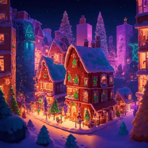 Premium Photo | HighTech Gingerbread City Illuminating the Modern Night