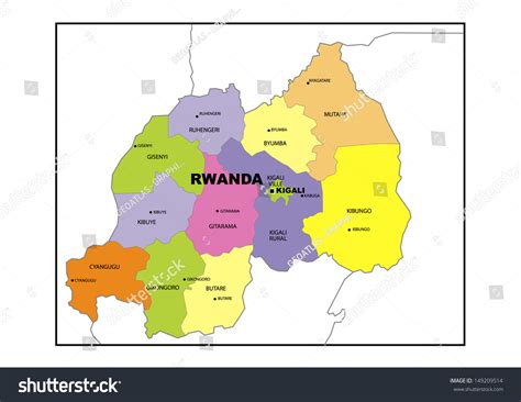 Administrative Map Rwanda Stock Illustration 149209514 | Shutterstock