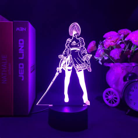 NieR Automata Game Figure YoRHa No2 Type B 3D Led Neon Night Lights Birthday Gift For Friends ...