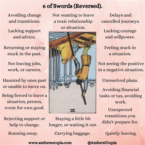 6 of swords reversed suit of swords tarot card meanings – Artofit