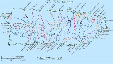 La Geografía de Puerto Rico: Sus Ríos: Mapa de Puerto Rico con sus rios