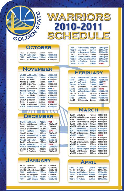 Golden State Warriors Schedule by MysticAzian on DeviantArt