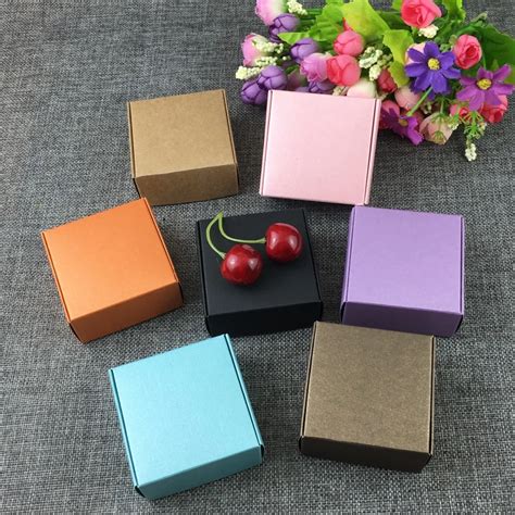 6.5*6.5*3cm Colorful Gift Boxes Kraft Blank Small storage Box Paper ...