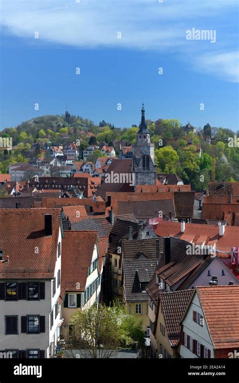 Old Town with Collegiate Church, Tuebingen, Old Town, Baden ...