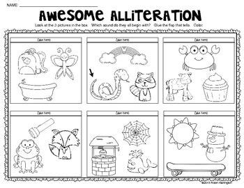 Alliteration Phonological Awareness Lift the Flap Beginning Sounds from A to Z | Alliteration ...