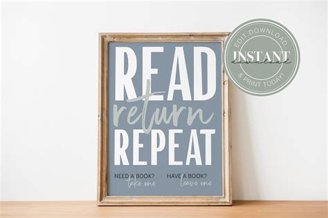 Editable Home Free Library Sign Read Return Repeat Rental - Etsy