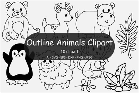 Outline Doodle Animals Clipart Set Graphic by Ahmed Sherif · Creative ...