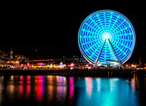 Seattle Ferris Wheel Night Photography pier 57 - Etsy