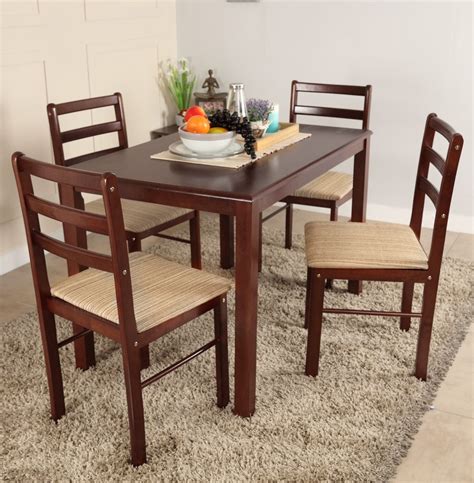 Woodness Solid Wood 4 Seater Dining Set Price in India - Buy Woodness ...