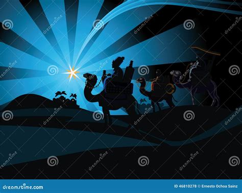 Nativity Scene and the Three Wise Men Stock Vector - Illustration of blue, religion: 46810278