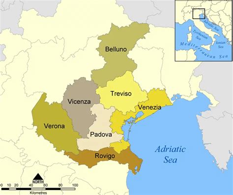 Province Map of Veneto - MapSof.net