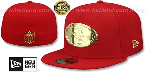 San Francisco 49ers GOLD METAL-BADGE Red Fitted Hat