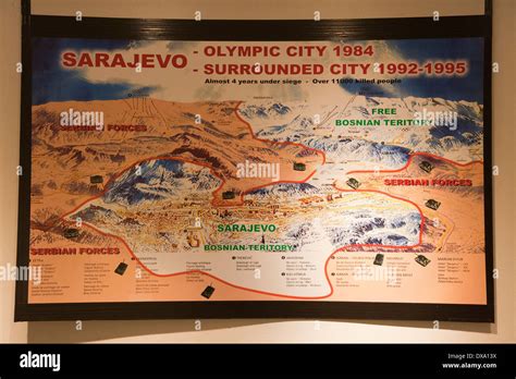 the tunnel, map of the siege, sarajevo, bosnia and herzegovina, europe ...