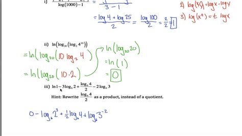 Log Rules Worksheet - YouTube