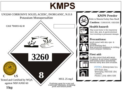 Potassium Monopersulfate (KMPS) - Osorno Enterprises