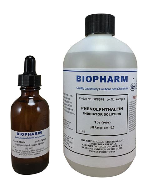 Phenolphthalein Indicator 1% Solution 500 ml (16 oz) Bottle Plus 1 ...