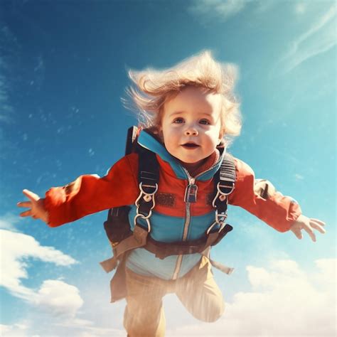 Premium Photo | Cute baby skydiving