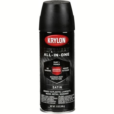 Krylon® Supermaxx® All-In-One Satin Black Spray Paint 12 oz. Aerosol Can - Walmart.com - Walmart.com