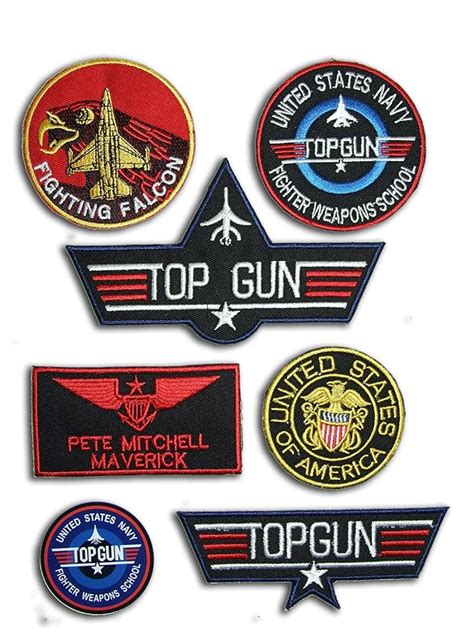 TOP GUN "MAVERICK" FANCY DRESS Patches (6 patches + 1 Decal) - Iron-On ...