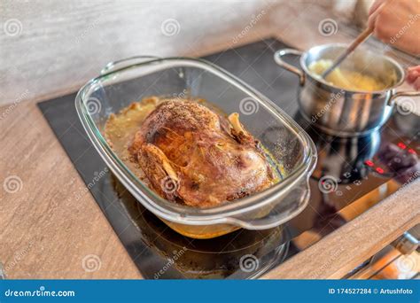 Raw Duck In Oven Ready For Cooking Royalty-Free Stock Photo ...