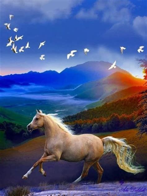 5D Diamond Painting Horse Under a Sunset Sky Kit - Bonanza Marketplace