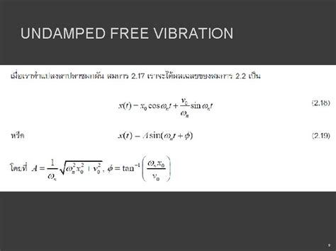 Free Vibration SDOF UNDAMPED FREE VIBRATION 7 UNDAMPED