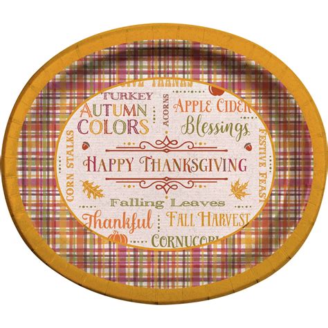 Fall Sayings Thanksgiving Oval Paper Plates, 12in, 8ct - Walmart.com