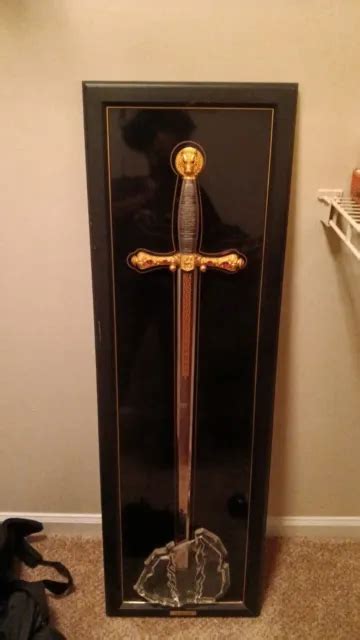 KING ARTHUR EXCALIBUR Longsword Damascus Steel Sword in Stone Replica w Sheath $800.00 - PicClick