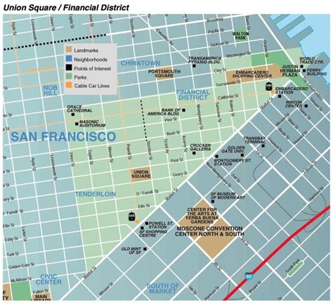 Map of union square area San Francisco - Map of union square area San ...